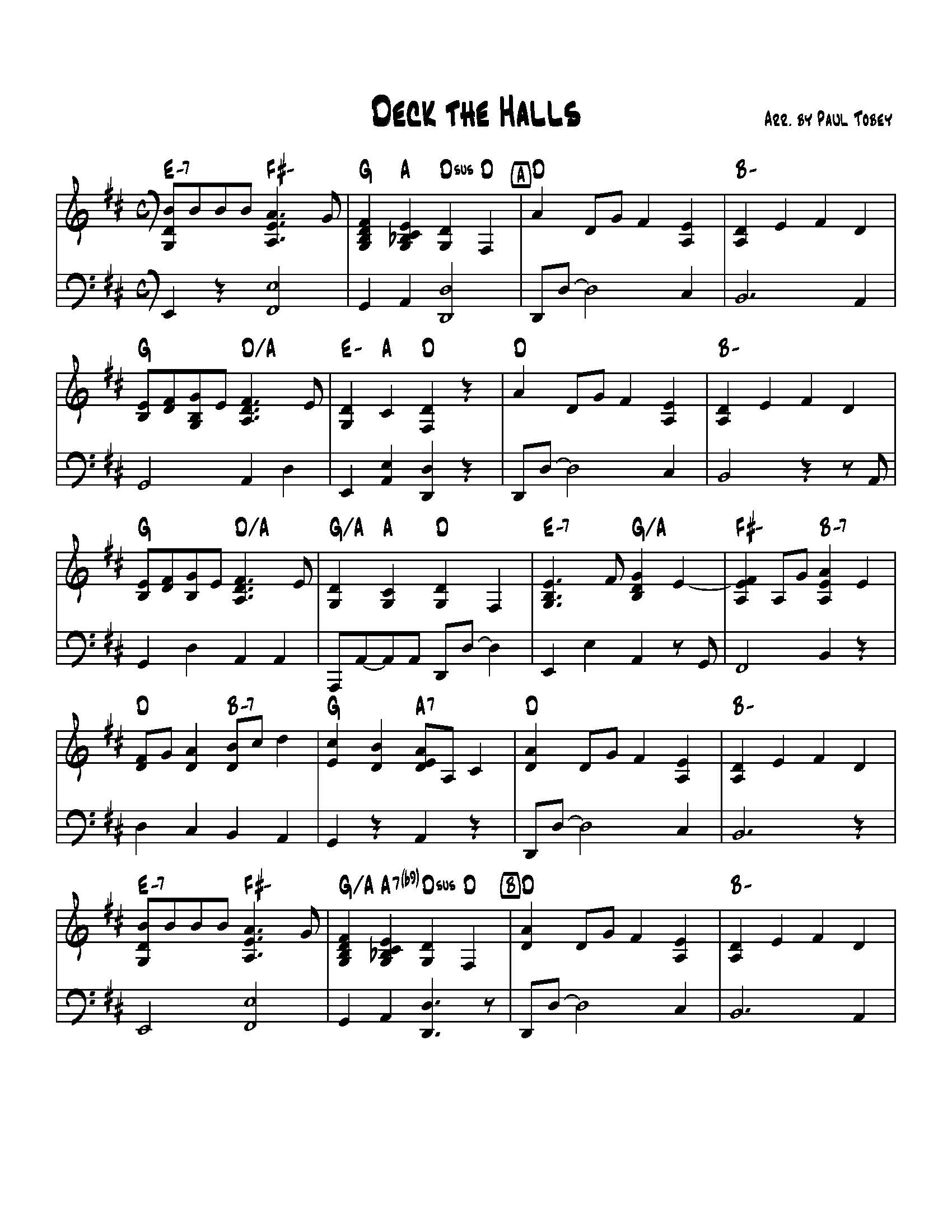 Deck the Halls Sheet Music - Paul Tobey