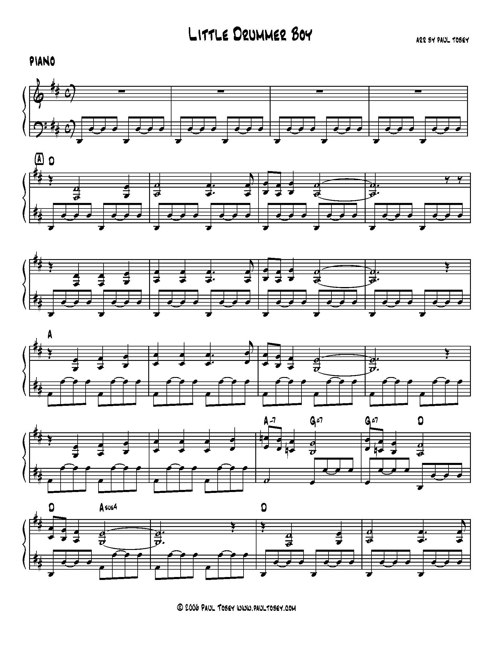 Little Drummer Boy - Sheet Music PDF - Paul Tobey